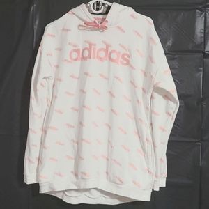 Adidas pink white athletic hoodie